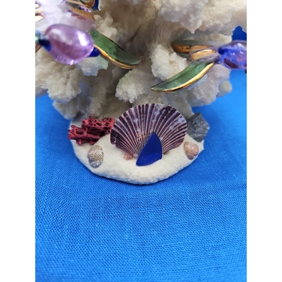 Art Glass Hand Blown 3 Sea Turtles Ocean Coral Scene Gold Gilt Marine Coastal 5" - Picture 5 of 11